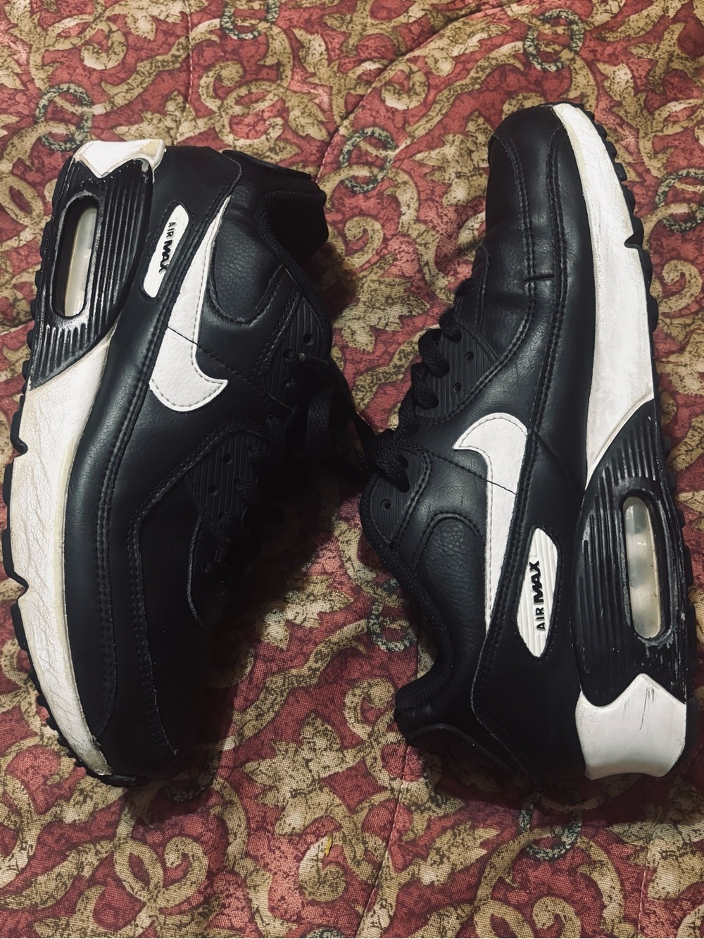 Nike White and Black Shoe Size Tag Close-Up
